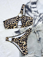 Leopard One-Shoulder Bikini Set.