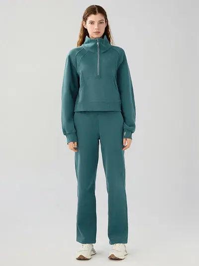 Half Zip Pocketed Active Sweatshirt - Elena Rae Co.