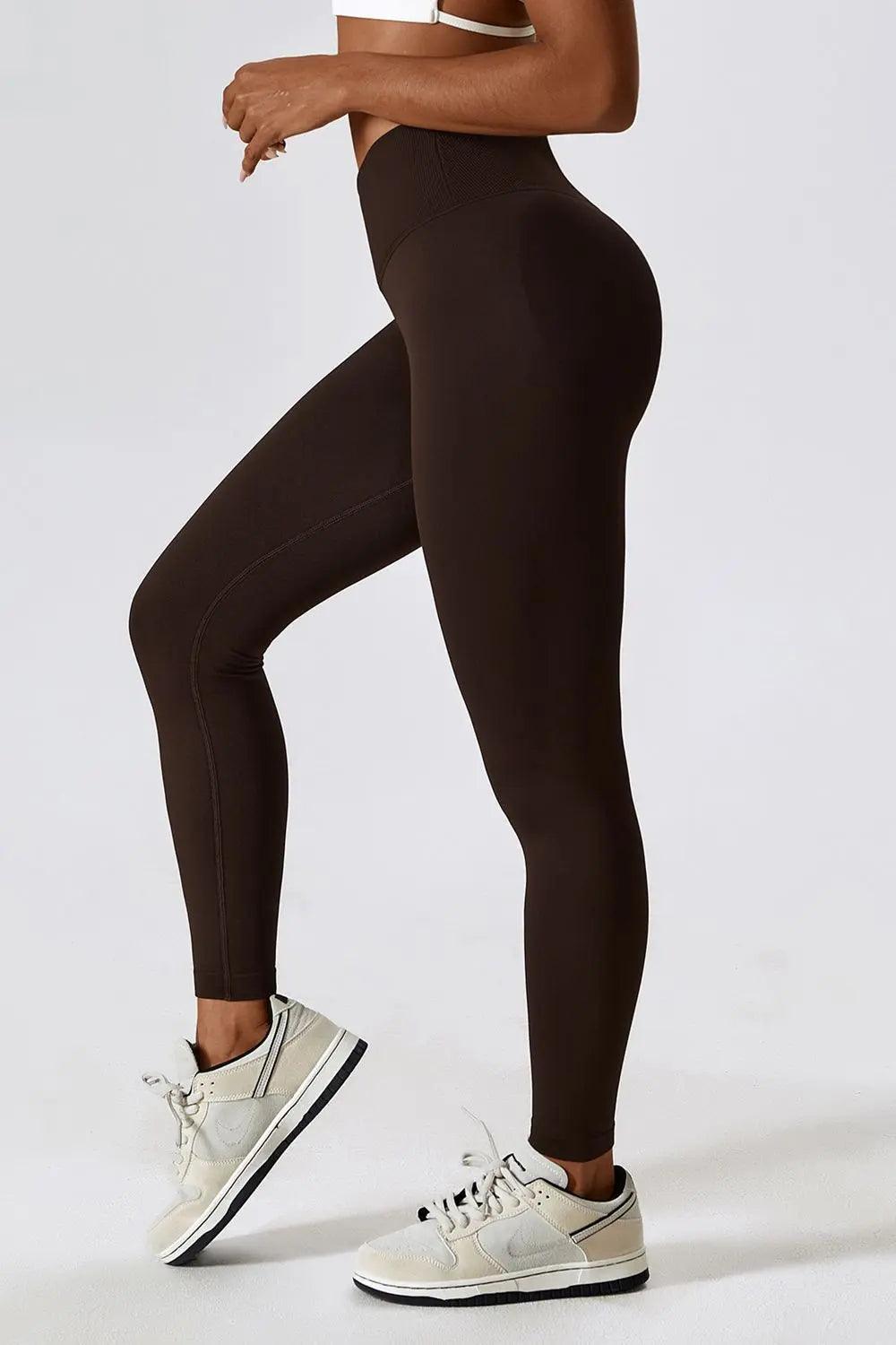 Slim Fit Wide Waistband Sports Leggings - Elena Rae Co.