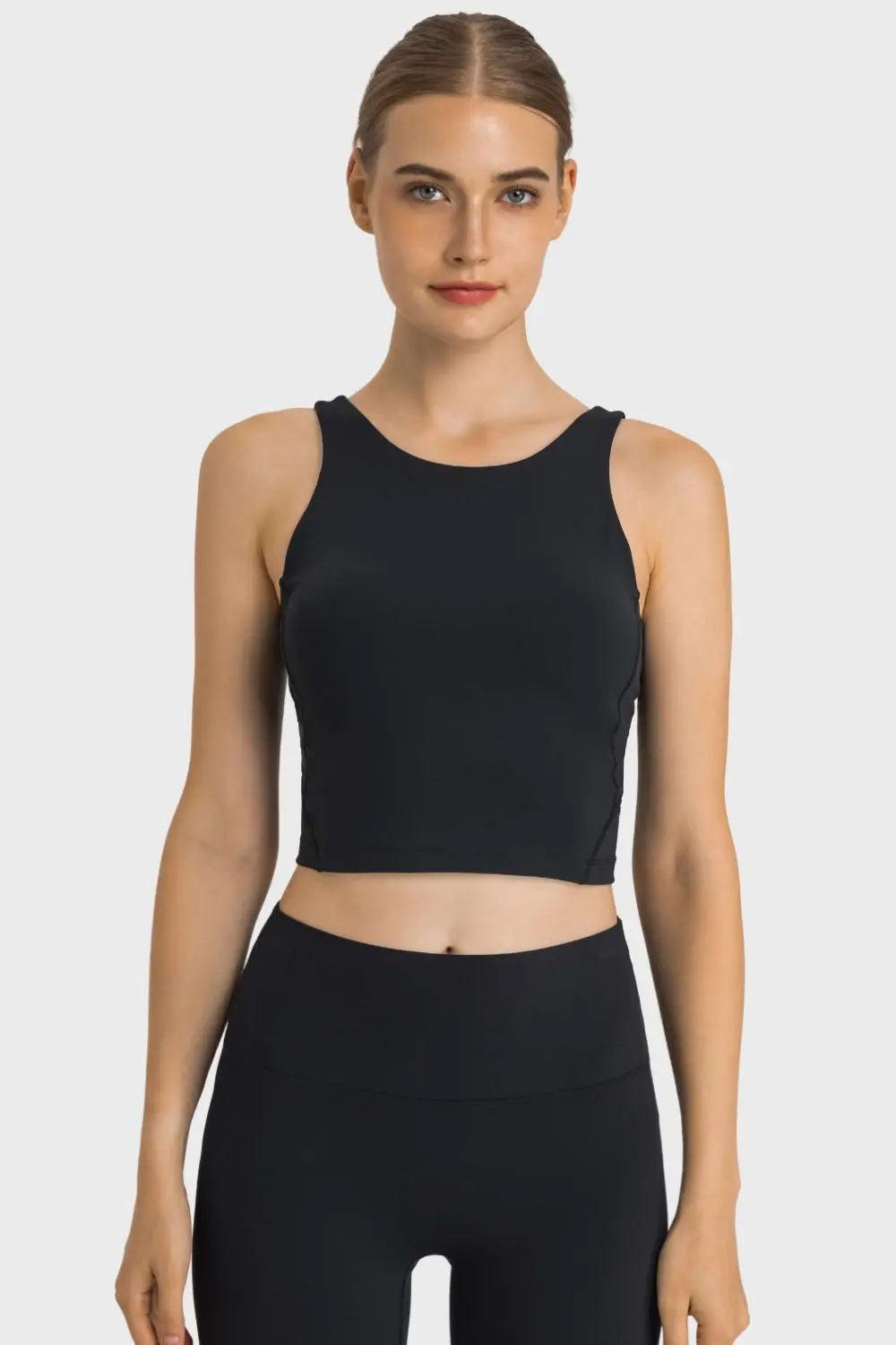 Feel Like Skin Highly Stretchy Cropped Sports Tank - Elena Rae Co.