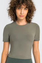 Round Neck Short Sleeve Yoga Tee - Elena Rae Co.