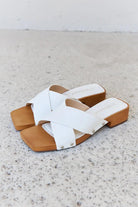Weeboo Step Into Summer Criss Cross Wooden Clog Mule in White - Elena Rae Co.