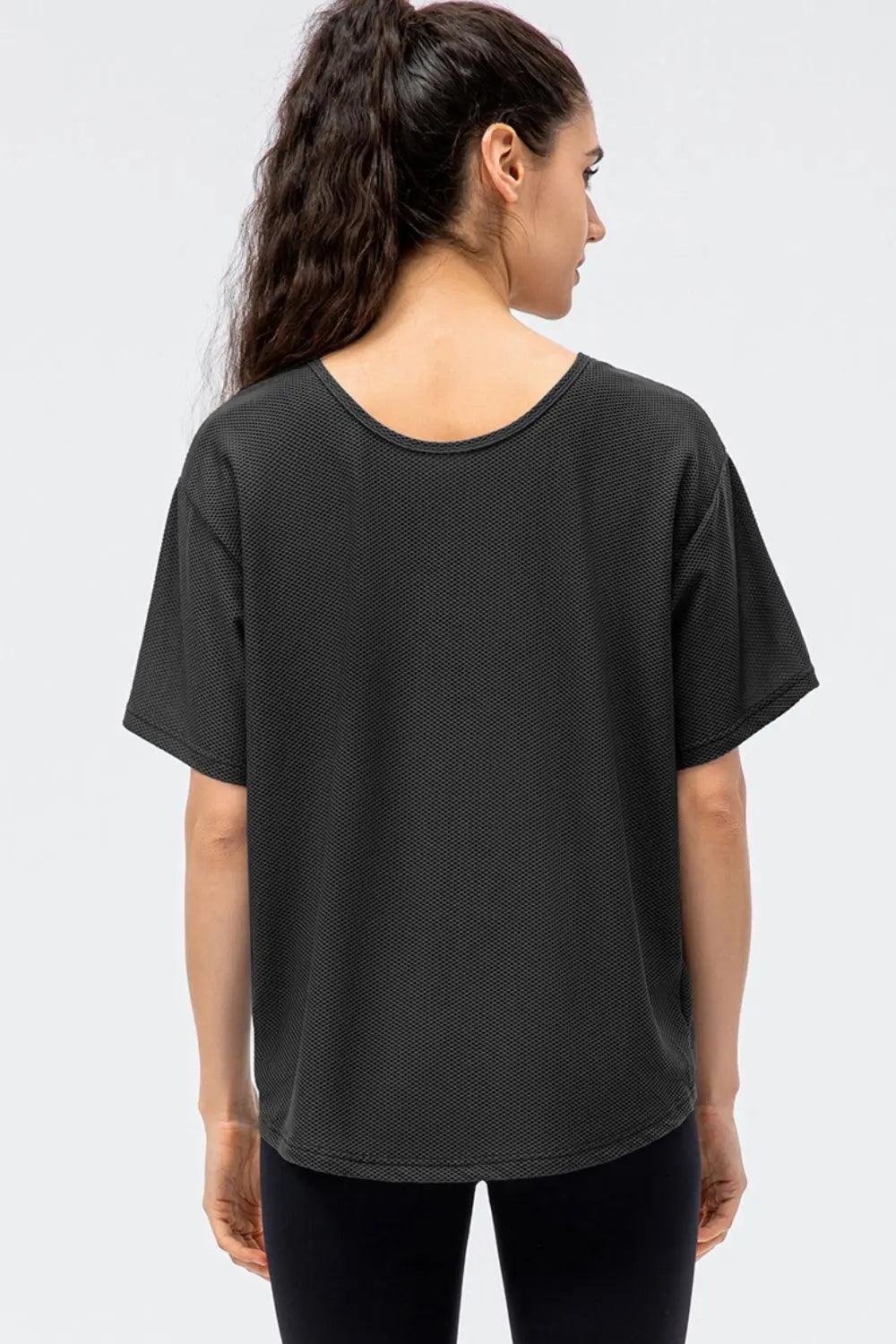 Round Neck Short Sleeve Active Tee - Elena Rae Co.