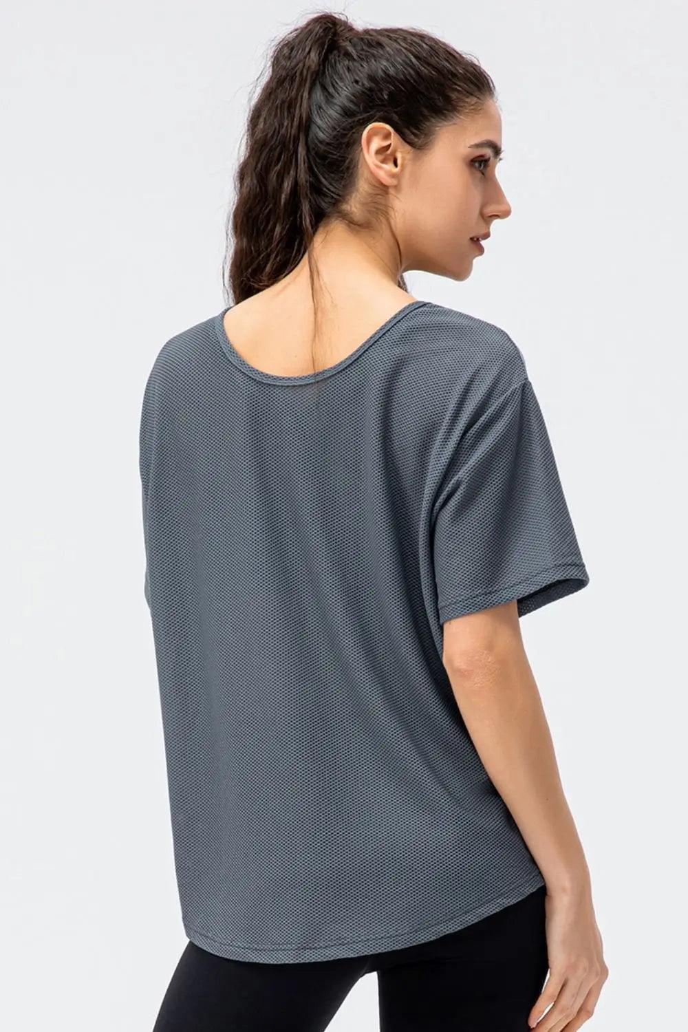 Round Neck Short Sleeve Active Tee - Elena Rae Co.