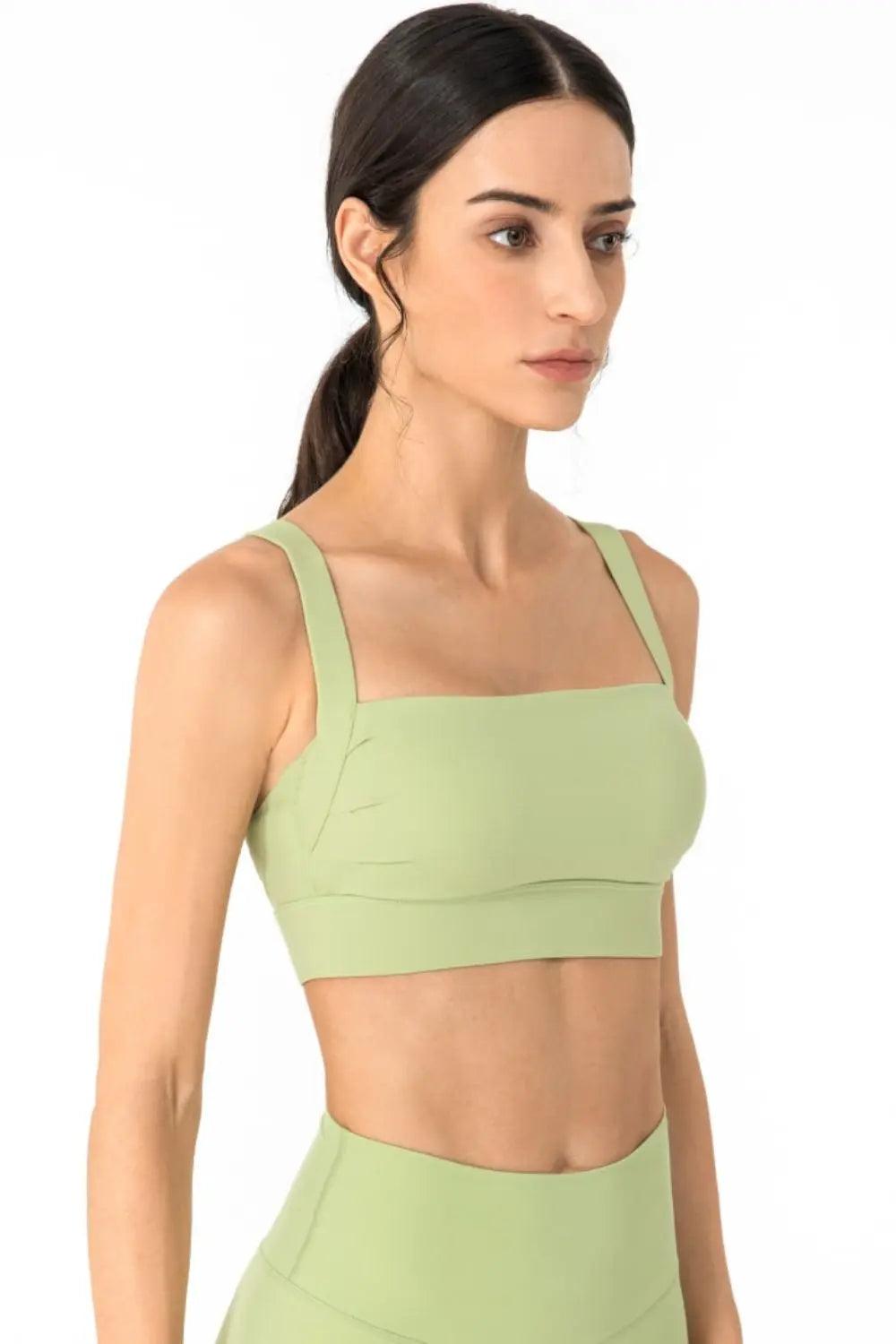 Open Back Pleated Detail Sports Bra - Elena Rae Co.