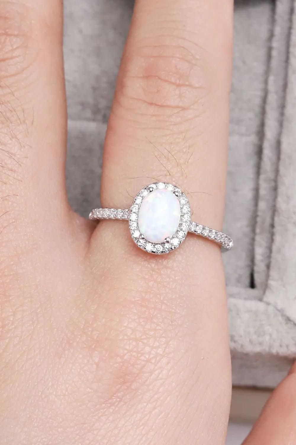 Opal 925 Sterling Silver Halo Ring - Elena Rae Co.