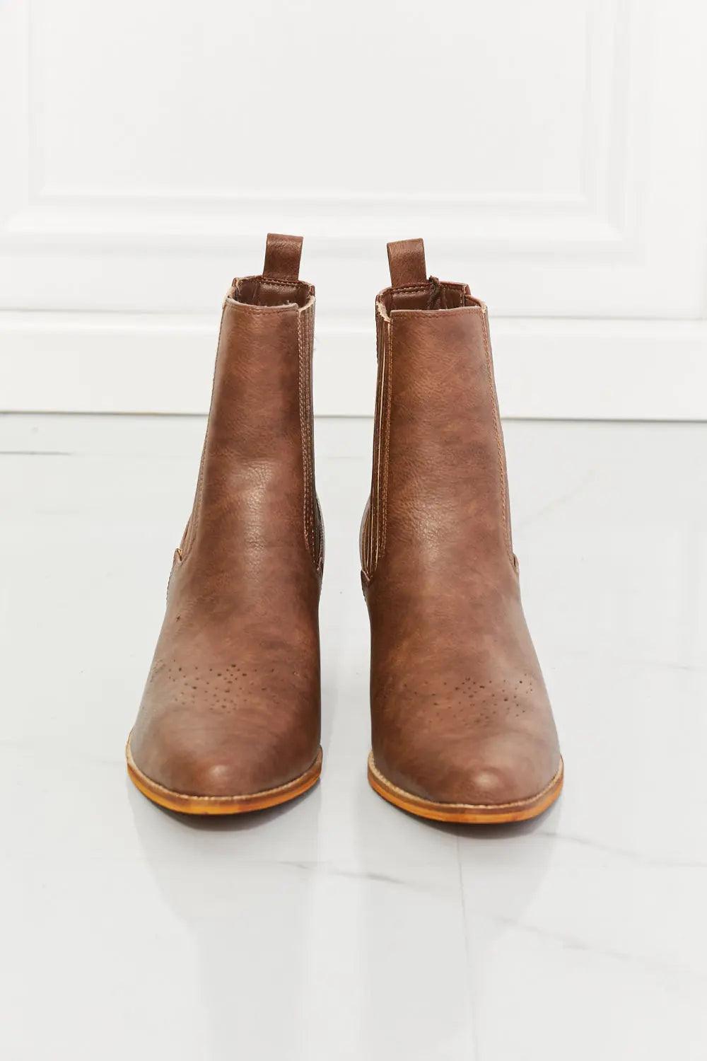 MMShoes Love the Journey Stacked Heel Chelsea Boot in Chestnut - Elena Rae Co.