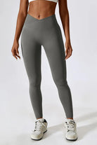 Slim Fit Wide Waistband Sports Leggings - Elena Rae Co.