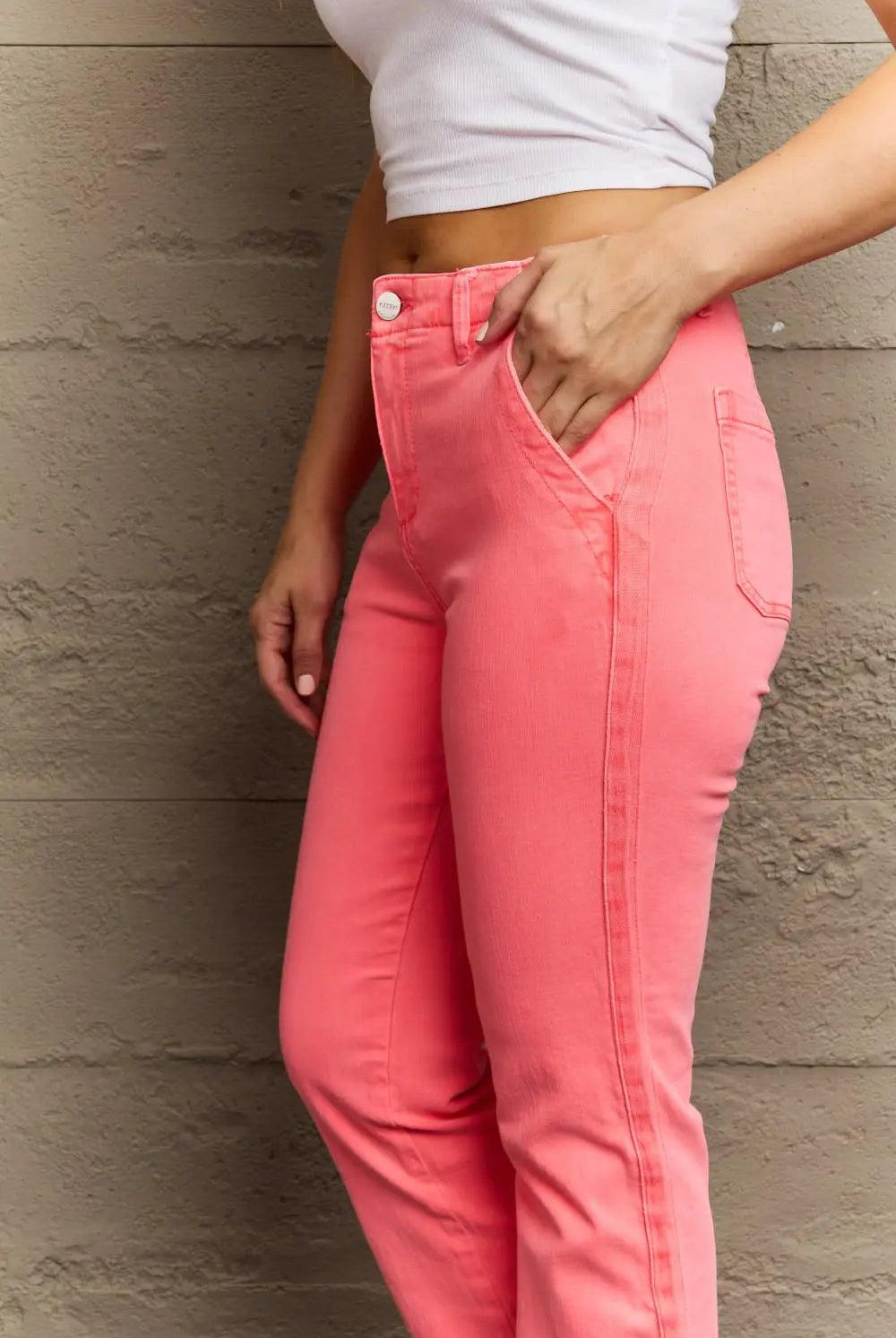 RISEN Kenya Full Size High Waist Side Twill Straight Jeans - Elena Rae Co.
