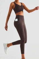 Wide Waistband Sports Leggings with Pockets - Elena Rae Co.