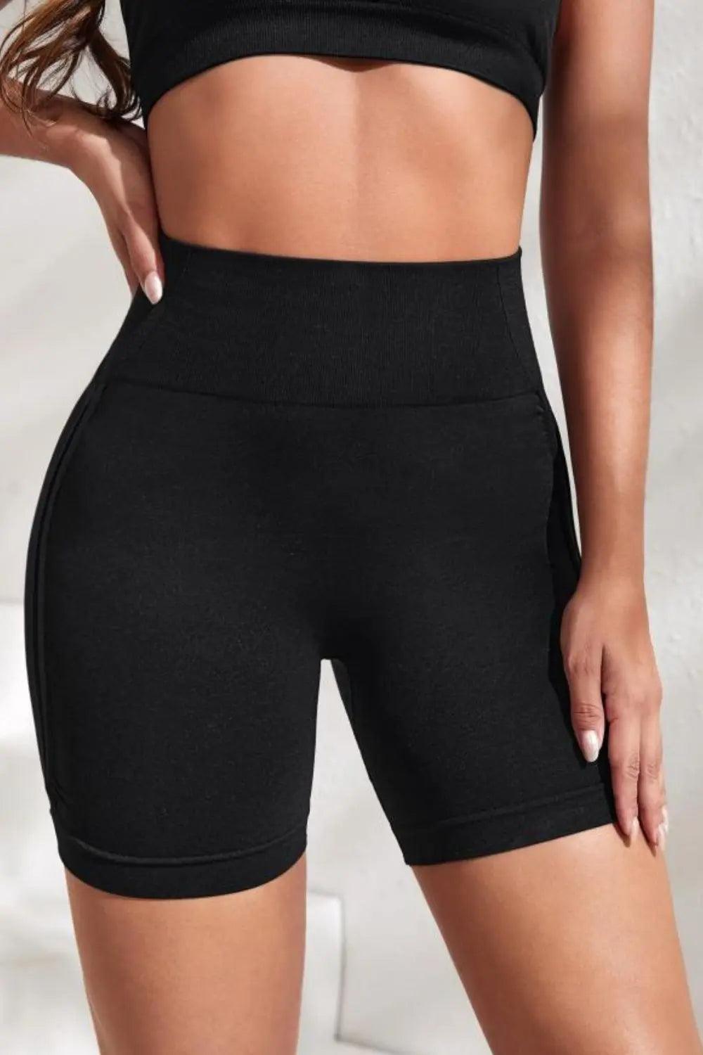 Slim Fit High Waistband Active Shorts - Elena Rae Co.