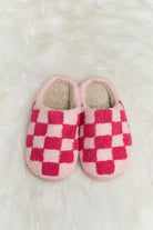 Melody Checkered Print Plush Slide Slippers - Elena Rae Co.