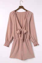 Tied Flounce Sleeve Plunge Romper.