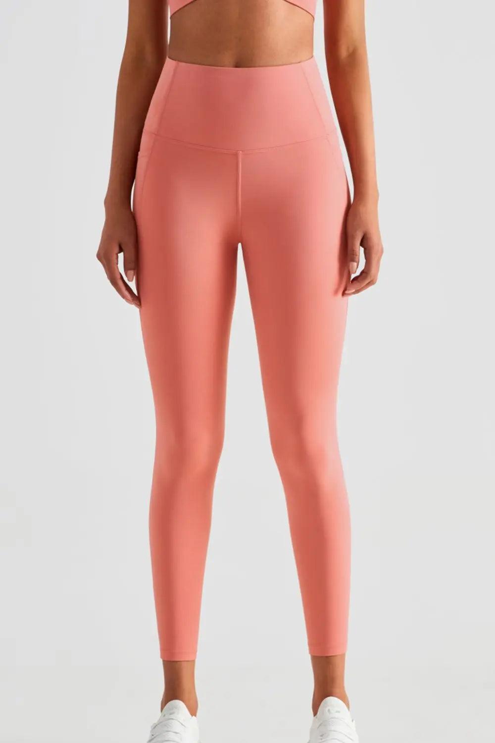 Wide Waistband Sports Leggings with Pockets - Elena Rae Co.