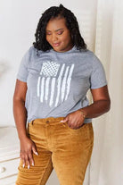 Simply Love US Flag Graphic Cuffed Sleeve T-Shirt - Elena Rae Co.