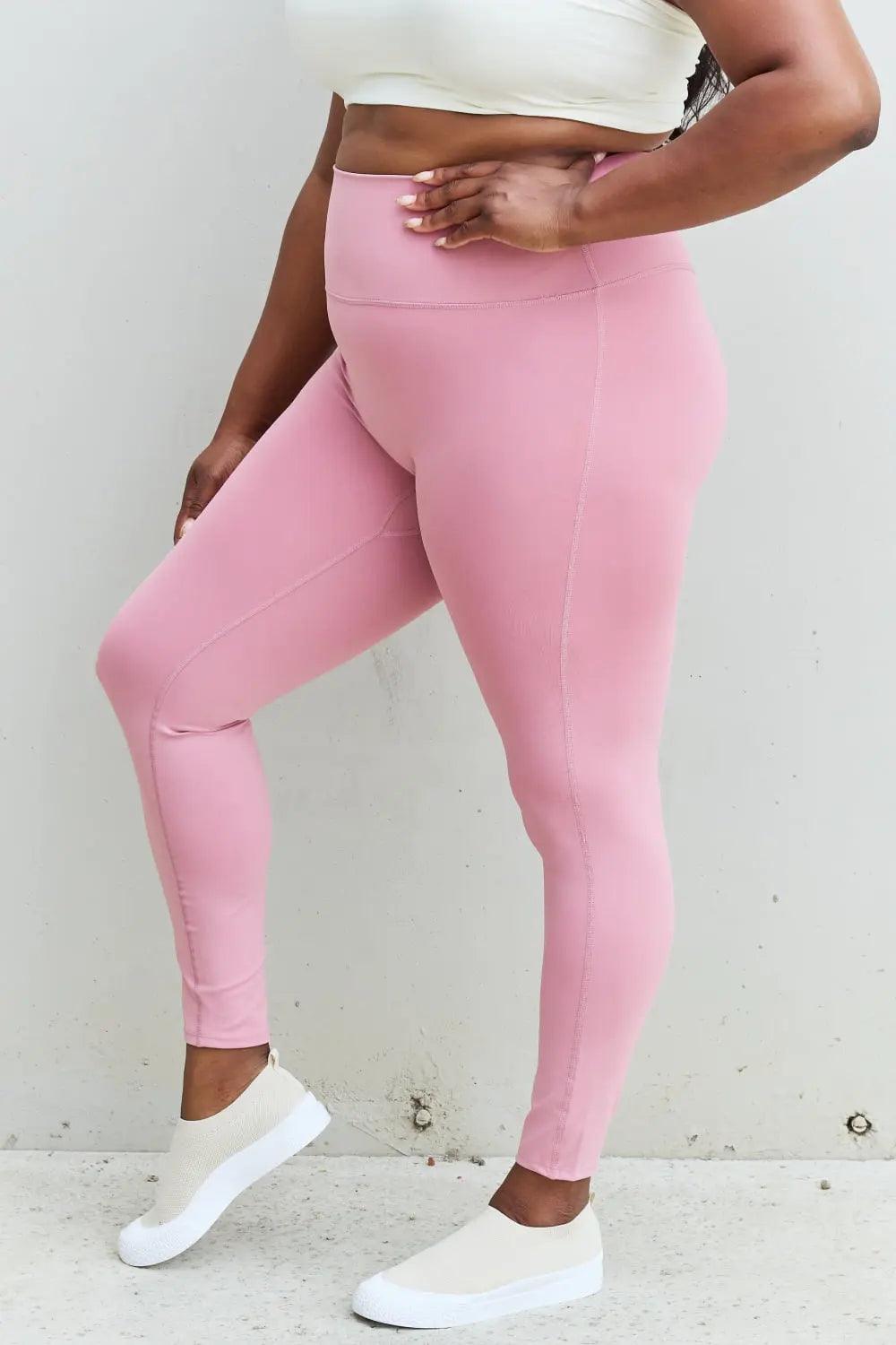 Zenana Fit For You Full Size High Waist Active Leggings in Light Rose - Elena Rae Co.