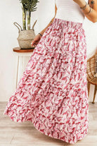 Printed Smocked Waist Maxi Skirt - Elena Rae Co.