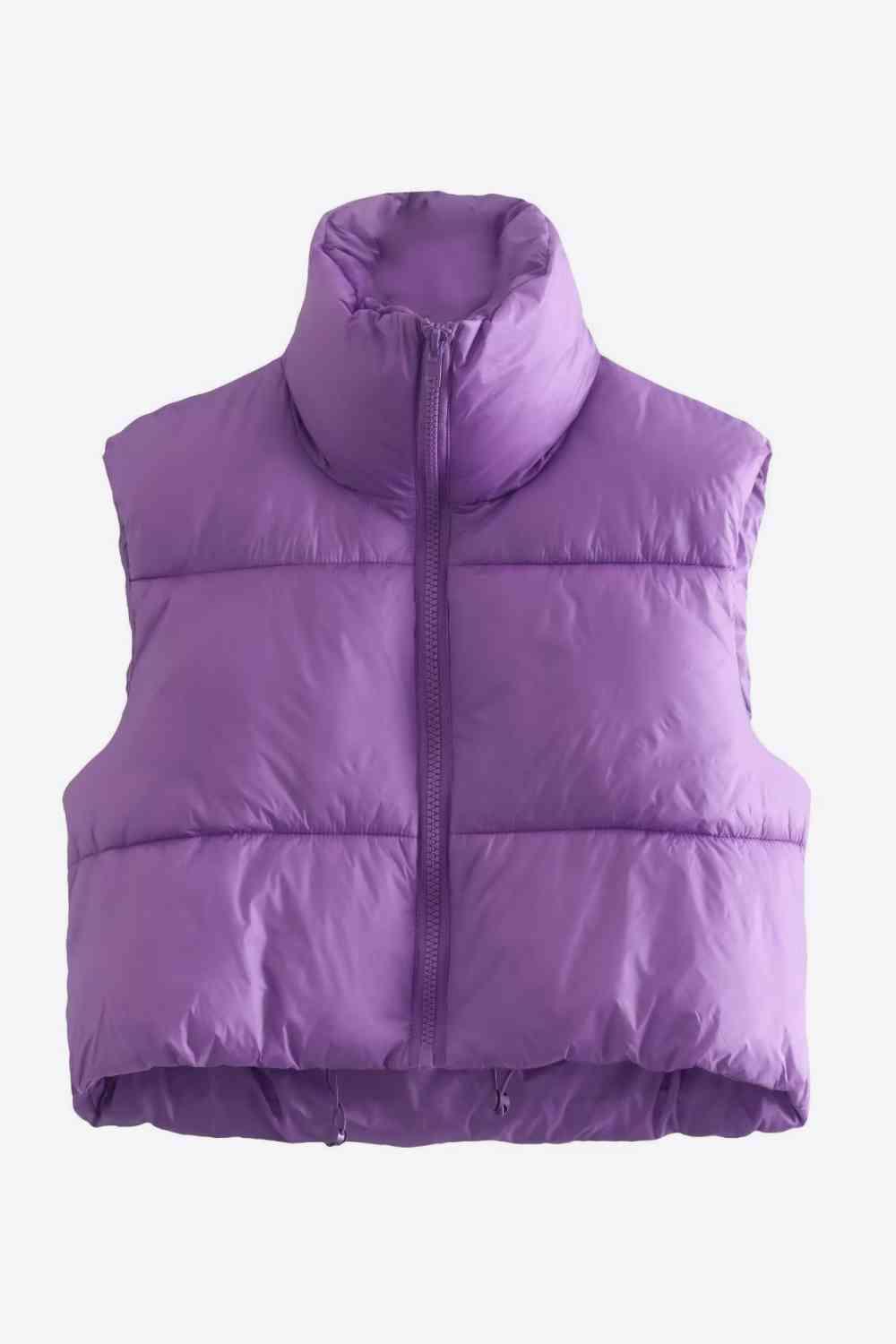 Zip-Up Drawstring Puffer Vest - Elena Rae Co.