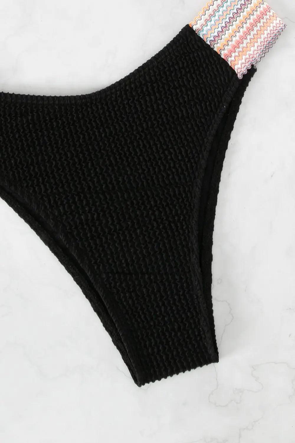 Contrast Textured High Cut Swim Set.