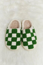 Melody Checkered Print Plush Slide Slippers - Elena Rae Co.