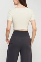 Round Neck Short Sleeve Cropped Sports Top - Elena Rae Co.