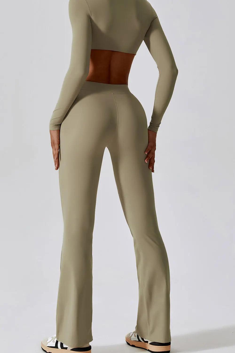 Slim Fit High Waist Long Sports Pants - Elena Rae Co.