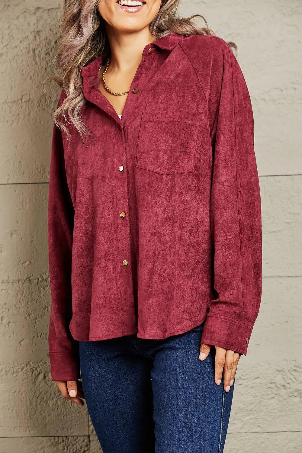 HYFVE Impressive Vibe Suede Button Down Shirt - Elena Rae Co.