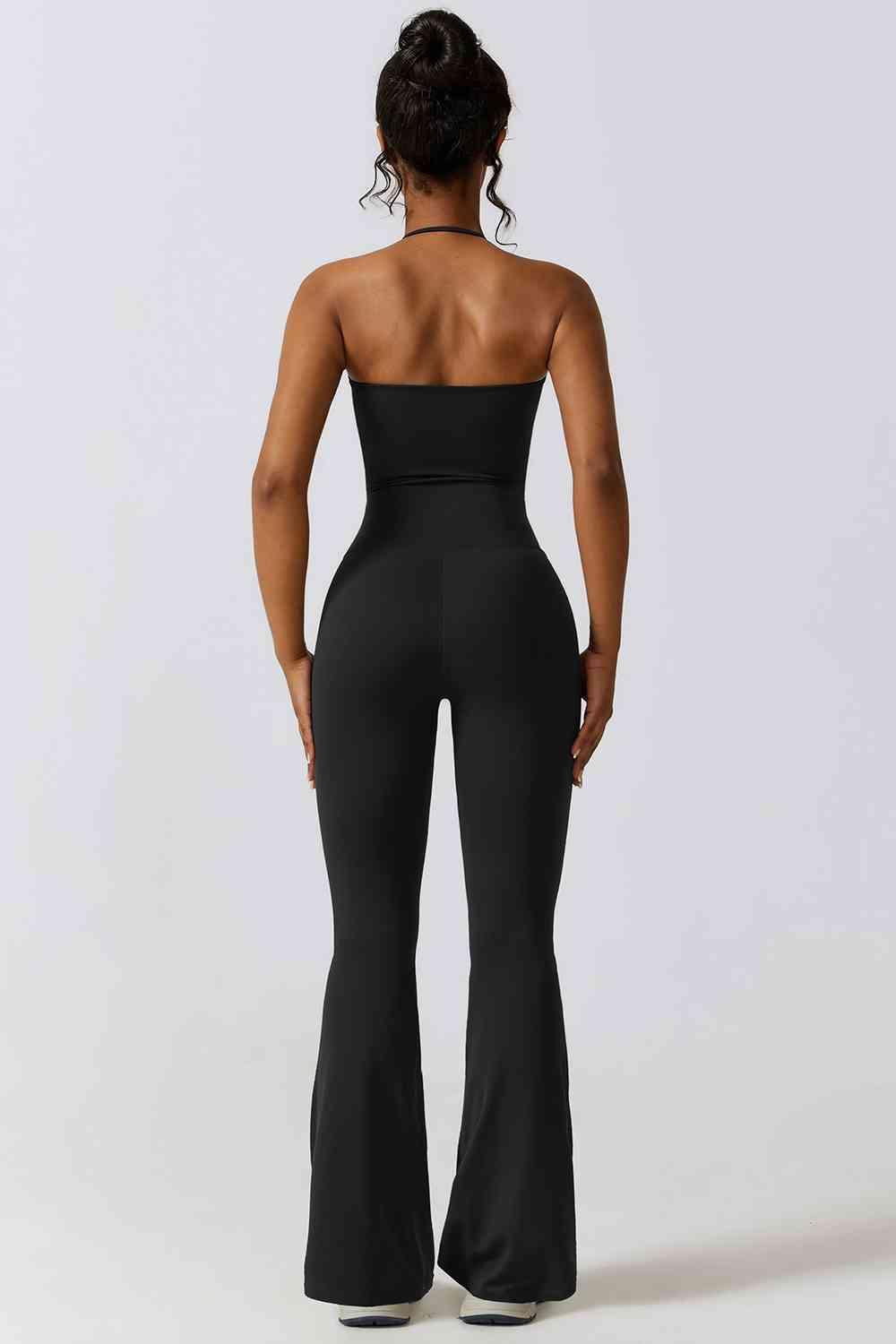 Halter Neck Flare Sport Jumpsuit - Elena Rae Co.