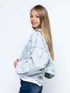 Cropped Collared Neck Dropped Shoulder Denim Jacket - Elena Rae Co.