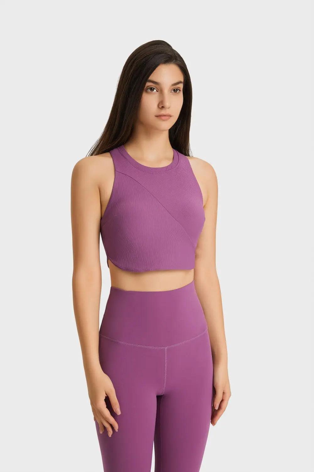 Racerback Hem Detail Sports Bra - Elena Rae Co.