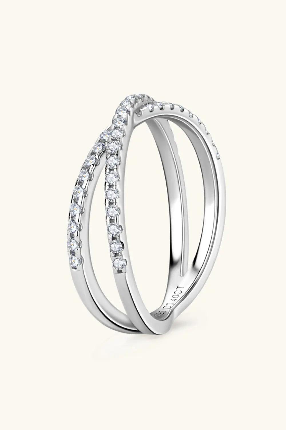 Moissanite 925 Sterling Silver Crisscross Ring - Elena Rae Co.