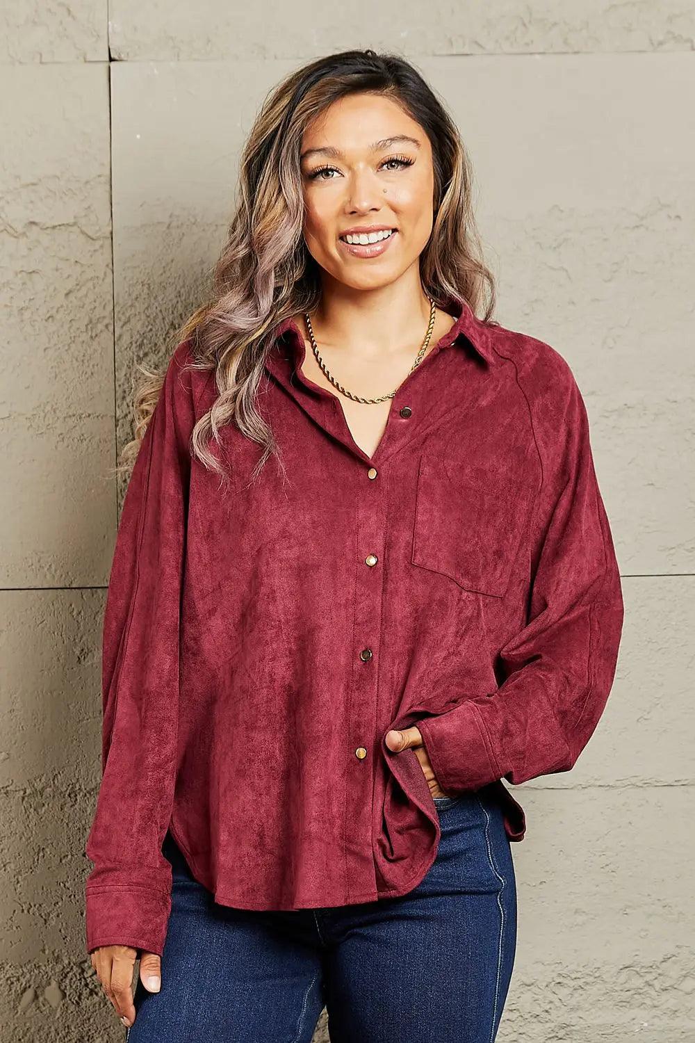 HYFVE Impressive Vibe Suede Button Down Shirt - Elena Rae Co.